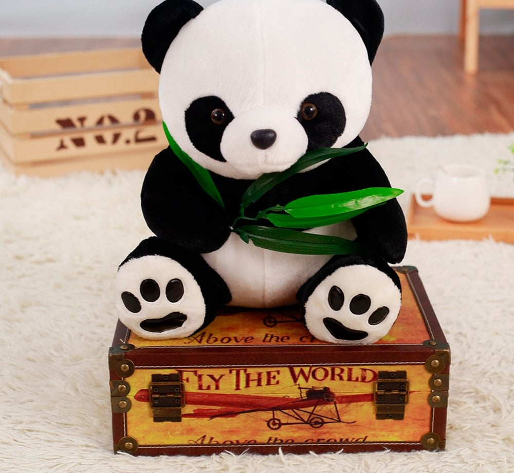 Panda Holding Bamboo leaves Plush Toy